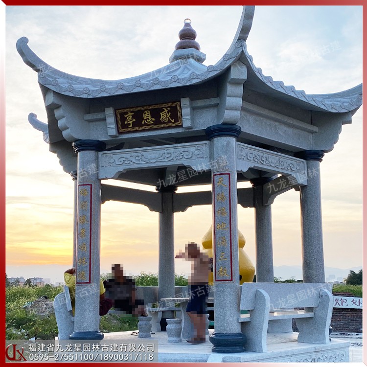 新農村石雕涼亭圖片